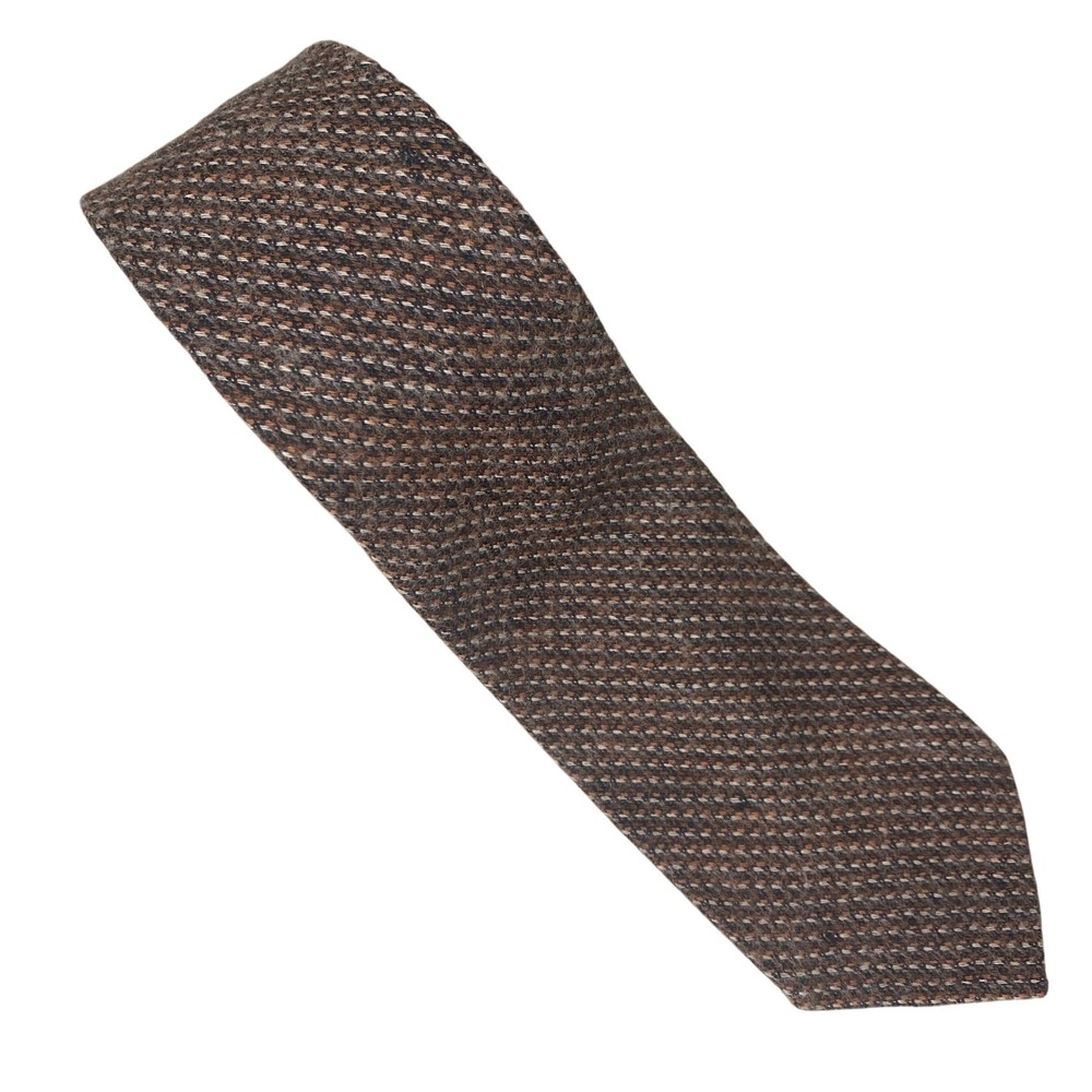 VTG London Fog Necktie Mens Brown Tweed Textured Classicโ Dark Academia 58x3